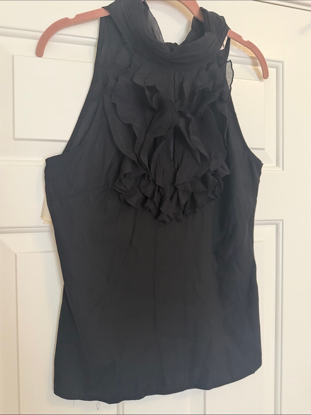 Marciano Black Ruffle Halter Top, Size M, chest- 36”, Length-26”, new! Perfect!